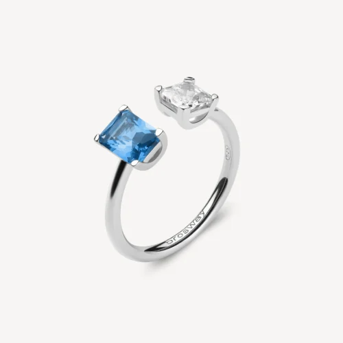 anello aperto blu e bianco fancy brosway