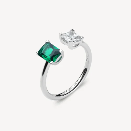 anello contrarie argento verde bianco fancy