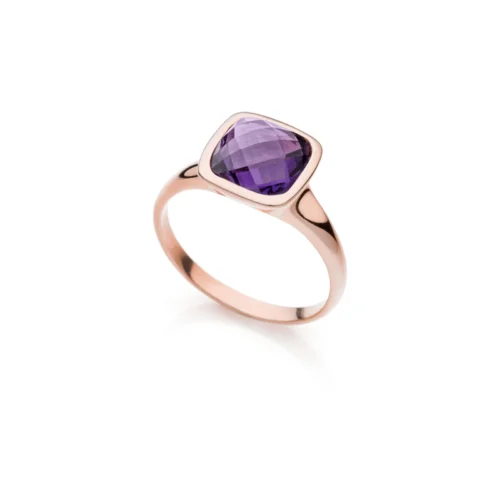 Anello Unoaerre in Argento Rosè e Cristallo Viola