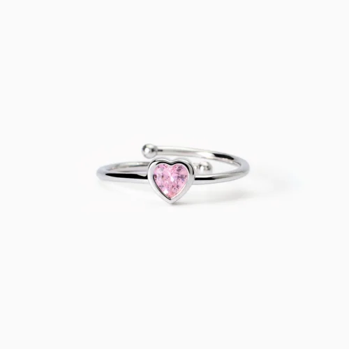 anello argento bimba cuore rosa mabina