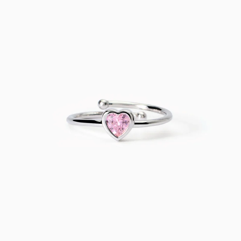 anello argento bimba cuore rosa mabina