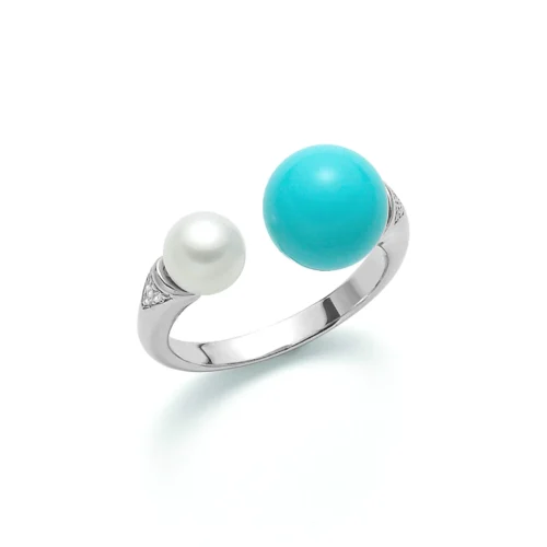 anello perla e azzurro miluna terra e mare