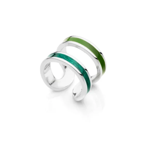 anello fascia aperta smaltato in verde unoaerre donna