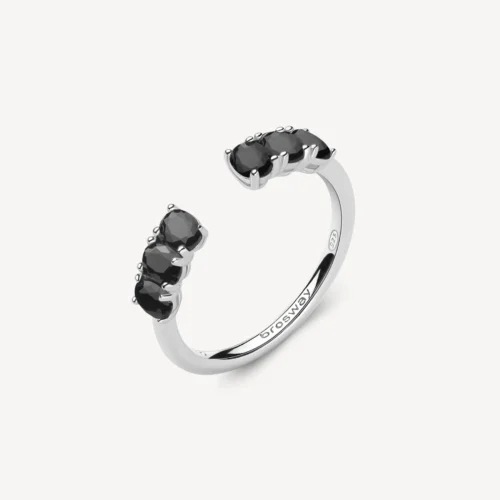 anello regolabile nero argento fancy brosway