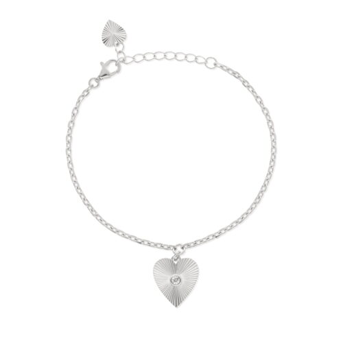 Novità MABINA per San Valentino: Bracciale donna in ARGENTO 925 con  ciondolo CUORE LOVE con zirconi