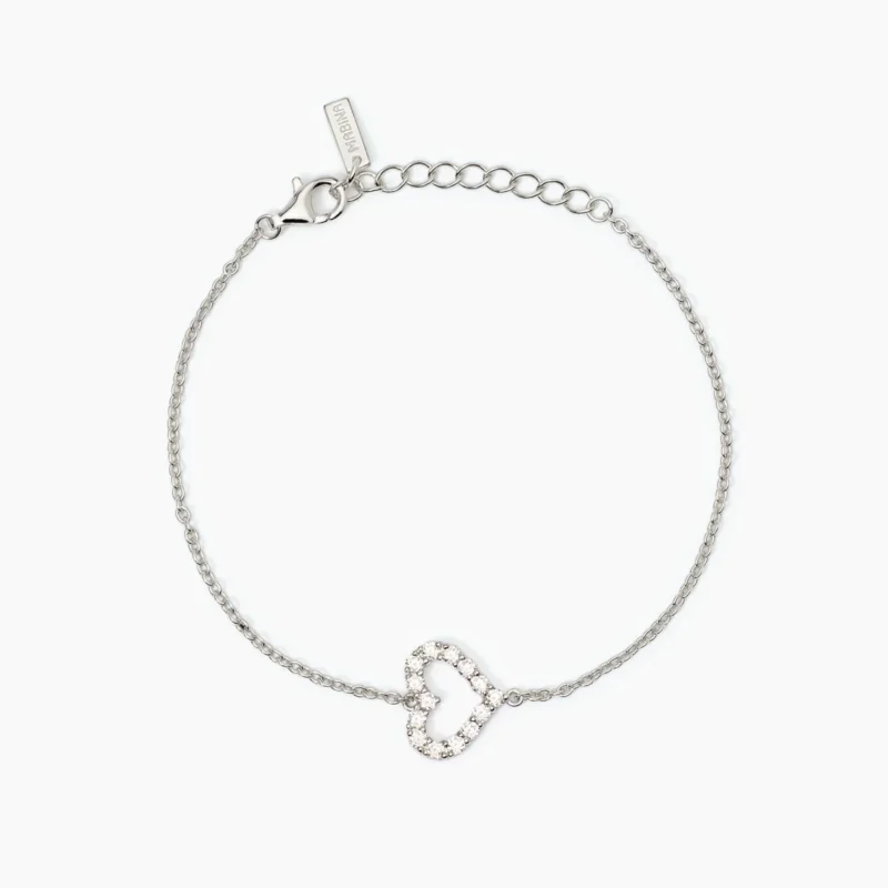 bracciale argento cuore zirconi mabina