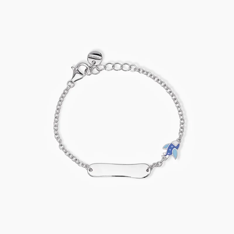 bracciale bimbo argento targhetta navicella mabina