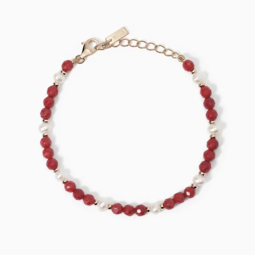 Bracciale Mabina Gioielli in Argento Rosè con Corallo Bambù e Perle