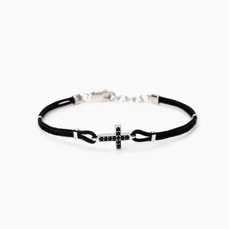 bracciale bracciale cordino croce nera uomo mabina