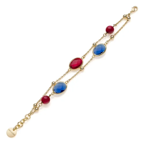 bracciale rosso e blu unoaerre oro giallo