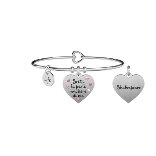 Bracciale Kidult con cristalli e frase Shakespeare