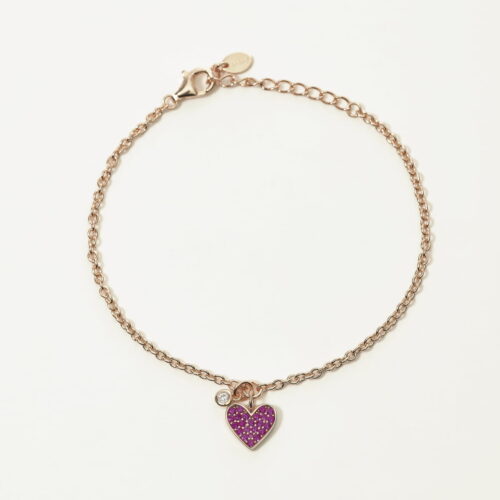 Bracciale Mabina in Argento con Cuore Fuscia