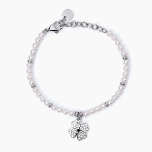 bracciale perle donna acciaio quadrifoglio 2jewels