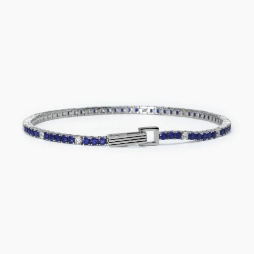 Bracciale Tennis Mabina Uomo in Argento con Zirconi Blu