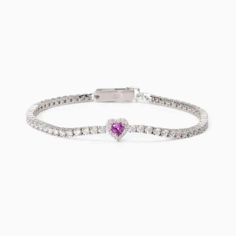 bracciale argento donna cuore rosa mabina