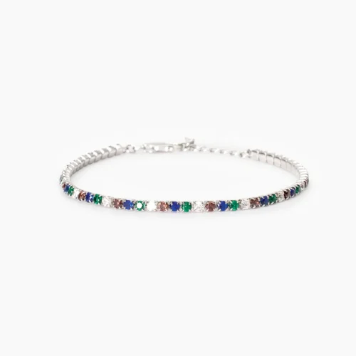 bracciale tennis multicolor uomo mabina argento