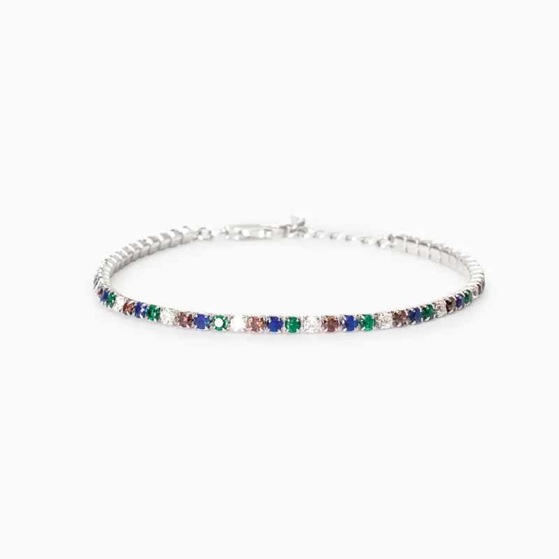 bracciale tennis multicolor uomo mabina argento