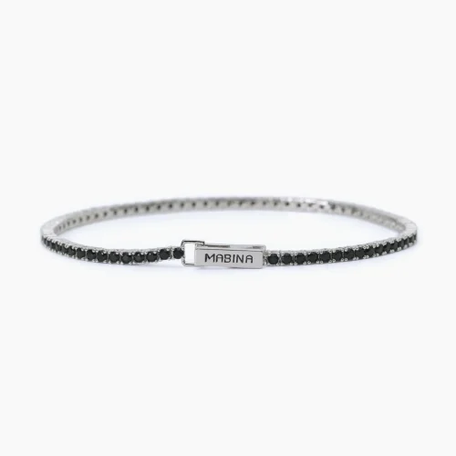 Bracciale Tennis Mabina Uomo in Argento con Zirconi Neri