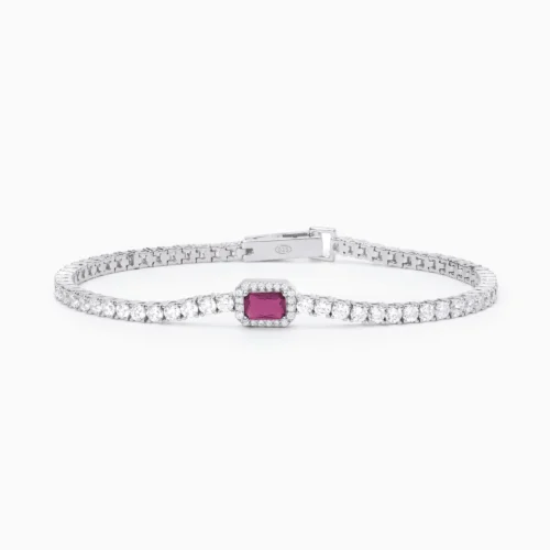 Bracciale Mabina in Argento Tennis con Rubino sintetico