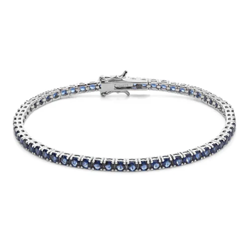 Bracciale Tennis Comete Gioielli Uomo in Argento con Zirconi Blu