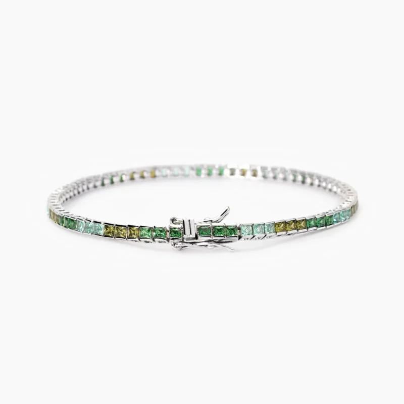 bracciale argento donna tennis verde mabina