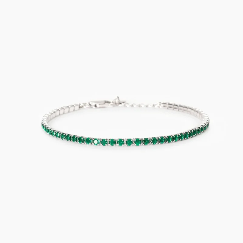 bracciale tennis verde uomo mabina argento