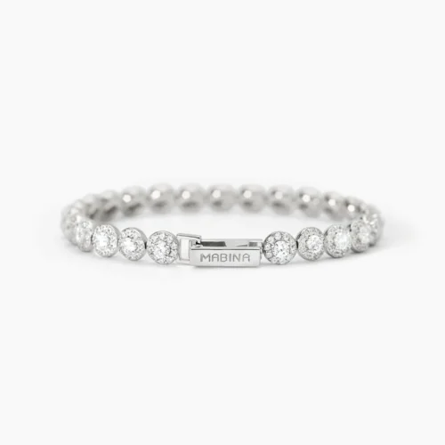 bracciale argento donna tennis bianco mabina