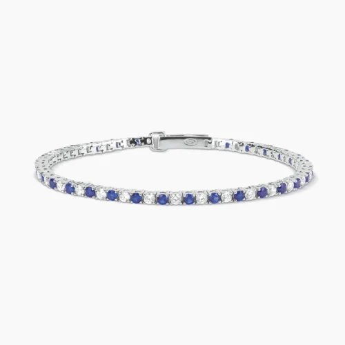 bracciale tennis in argento con zirconi blu e bianchi