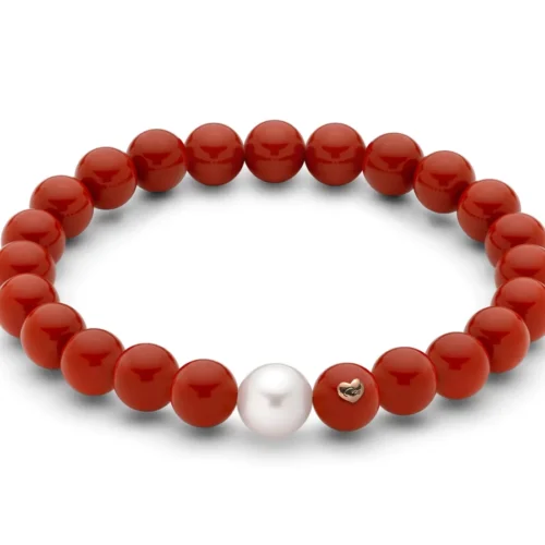 bracciale rosso miluna elastico terra e mare