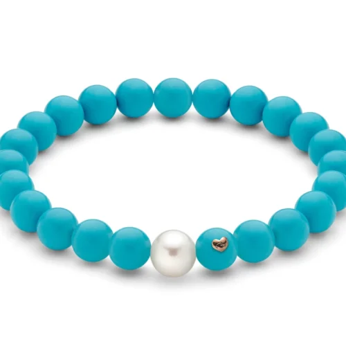 bracciale corallo azzurro terra e mare miluna