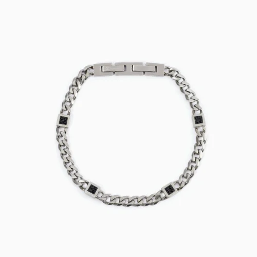 bracciale uomo nero zirconi grumetta 2jewels