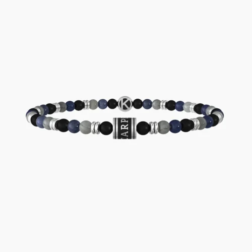 Bracciale Kidult Uomo in Acciaio e pietre multicolor con scritta Carpe Diem