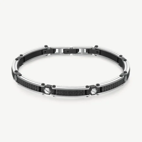 bracciale in acciaio nero con viti brosway