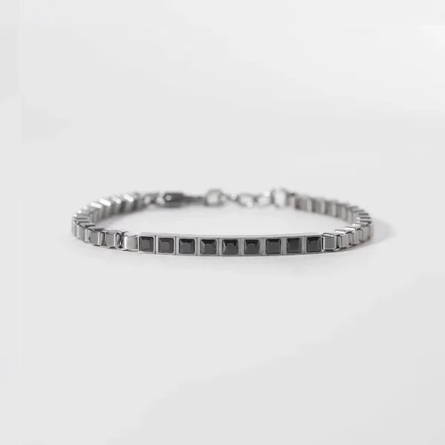 bracciale uomo acciaio zirconi neri 2jewels