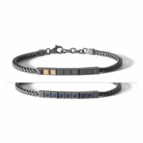 bracciale uomo nero con pietre blu comete gioielli