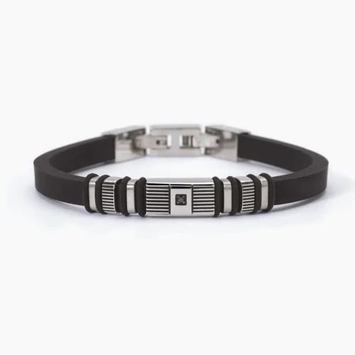 bracciale uomo nero acciaio 2jewels