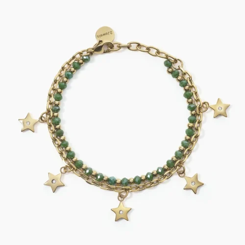 bracciale donna dorato verde stelle acciaio 2jewels