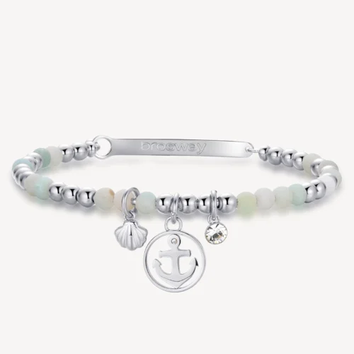 Bracciale in acciaio con ancora e conciglia browsay chakra