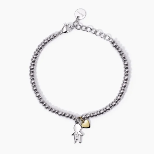 bracciale acciaio con bambino e cuore 2jewels