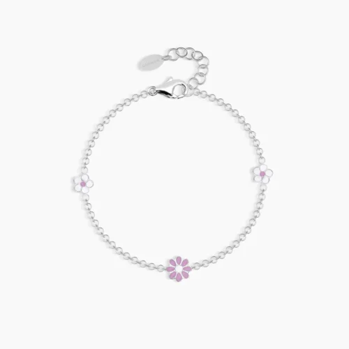 bracciale in argento con fiorellini per bimba mabina