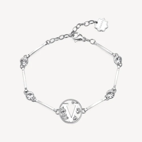 bracciale semi rigido in acciaio con iniziale V brosway donna chakra