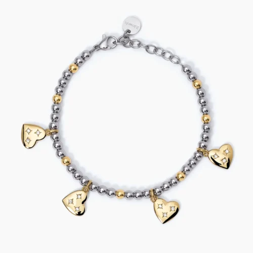 bracciale bicolore acciaio donna cuori 2jewels