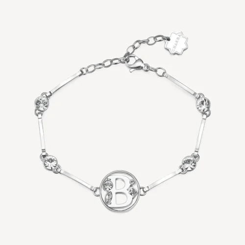 bracciale semi rigido con iniziale B e cristalli brosway donna chakra