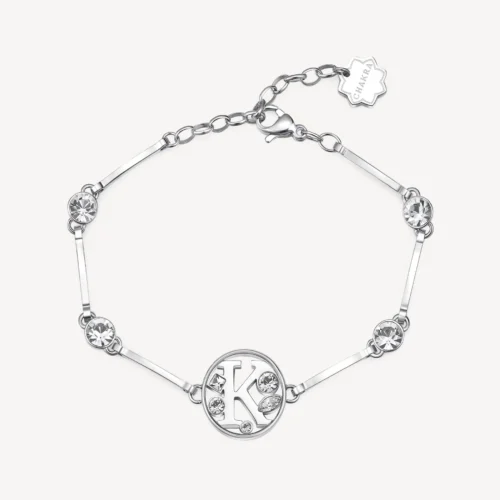 bracciale semi rigido con iniziale K e cristalli brosway donna chakra