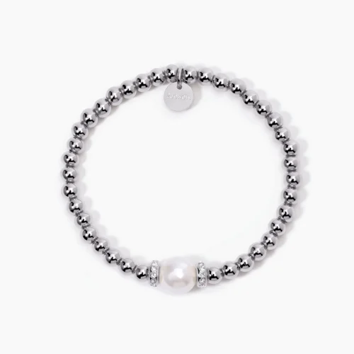 bracciale acciaio elasticizzato perla 2jewels