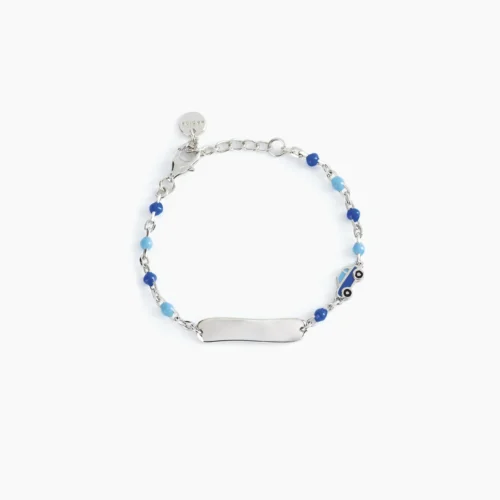 bracciale per bimbo da incidere con smalto blu mabina junior