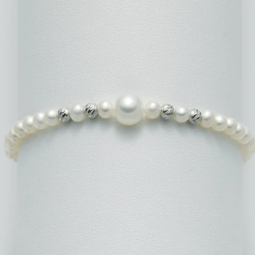 bracciale perle sfere oro bianco miluna gioielli