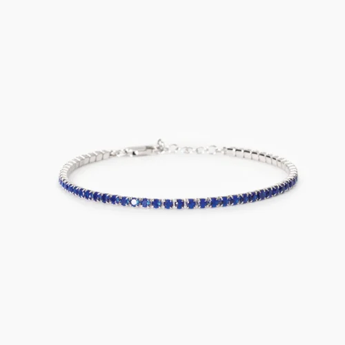 bracciale tennis zaffiri blu mabina uomo argento