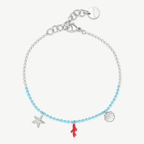 cavigliera bracciale donna in acciaio con corallo brosway chant