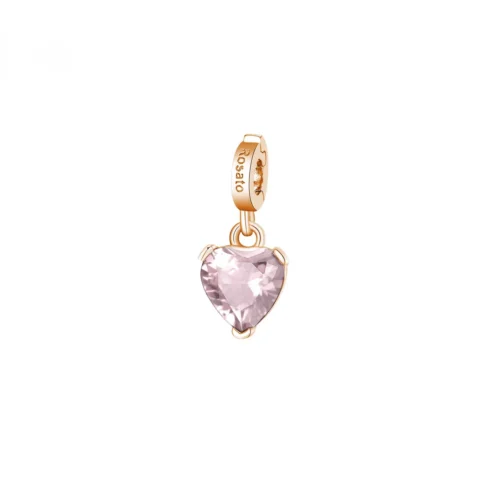 Charm Cuore Rosato Gioielli in argento e Quarzo